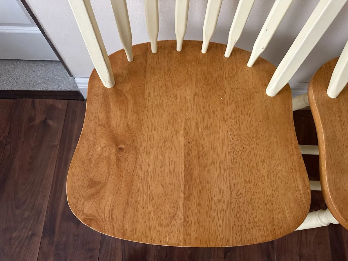 4 pine and cream kitchen chairs - Image 2