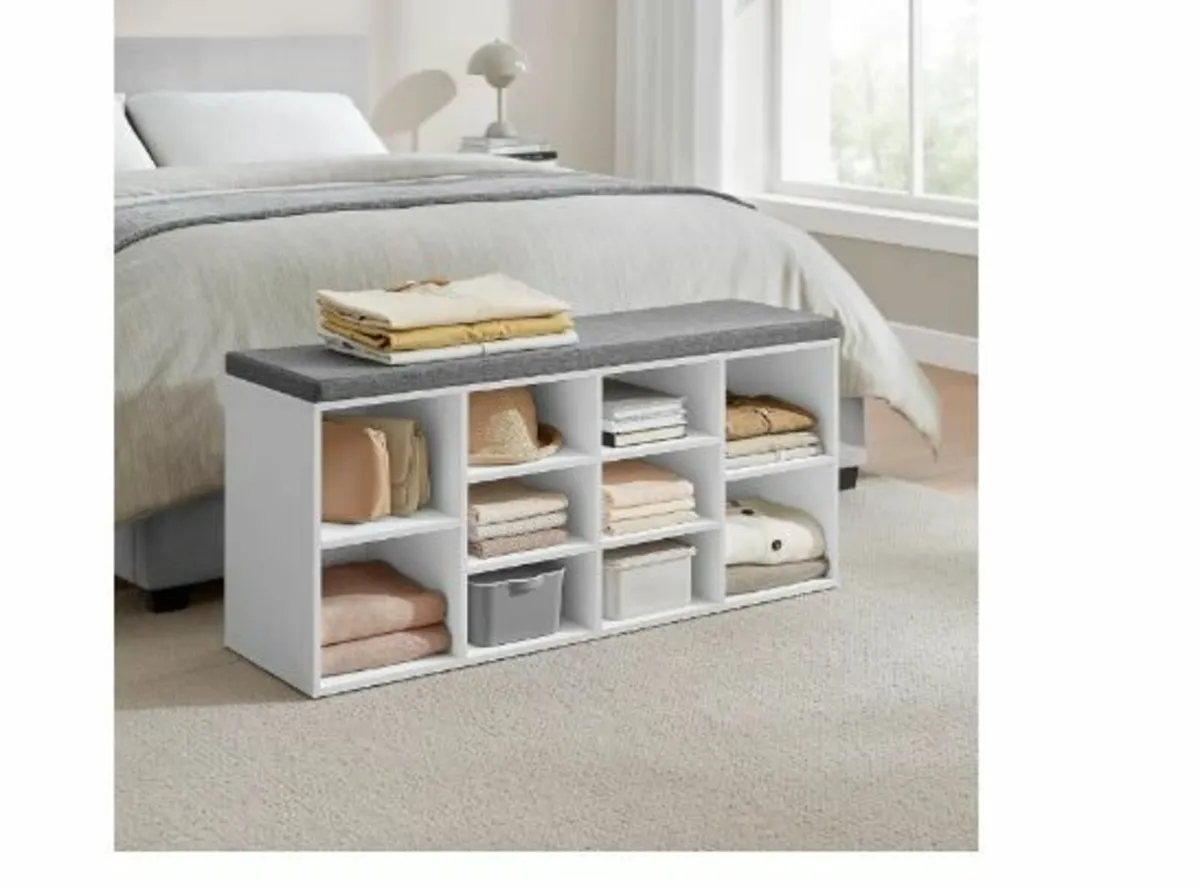 Shoe Bench, Shoe Rack with Seat - Image 3