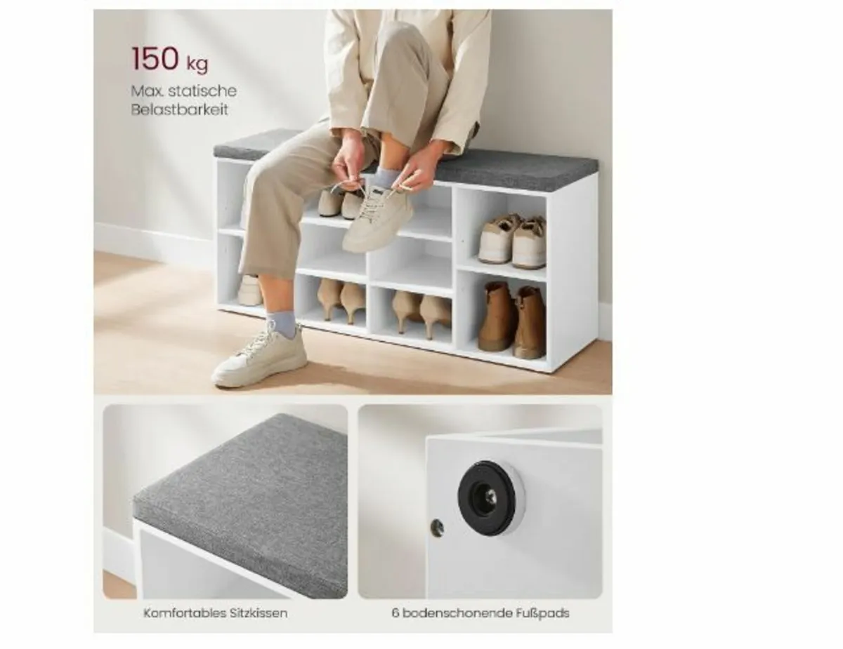 Shoe Bench, Shoe Rack with Seat - Image 4