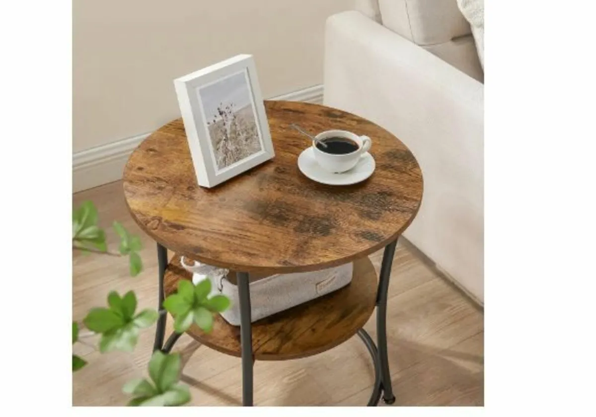round side table with 2 shelves. - Image 4
