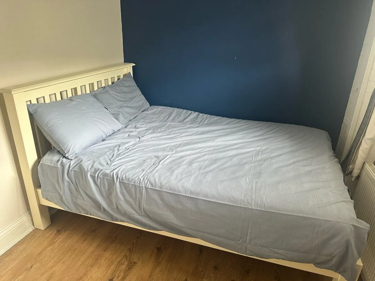 Cream wooden Double bed - Image 1