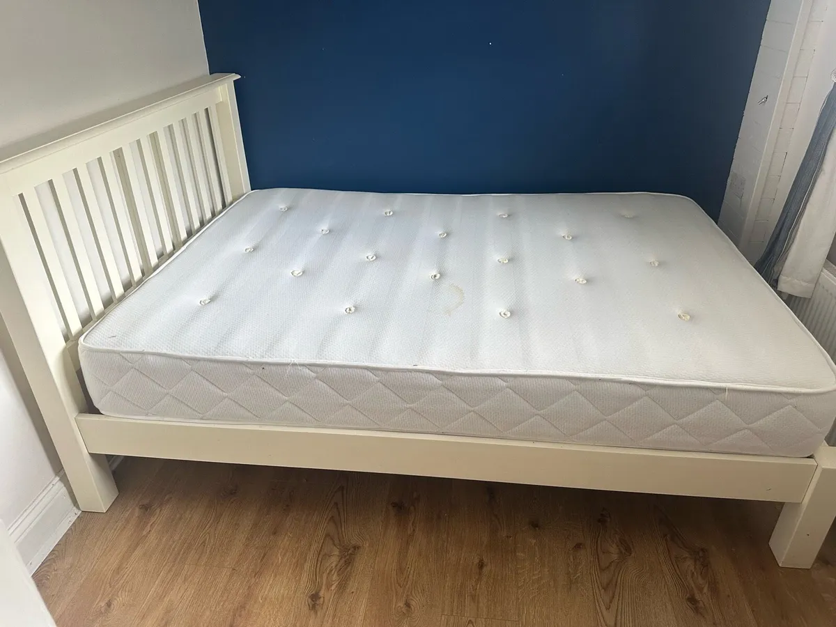 Cream wooden Double bed - Image 2