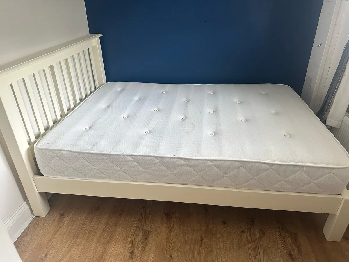 Cream wooden Double bed - Image 3