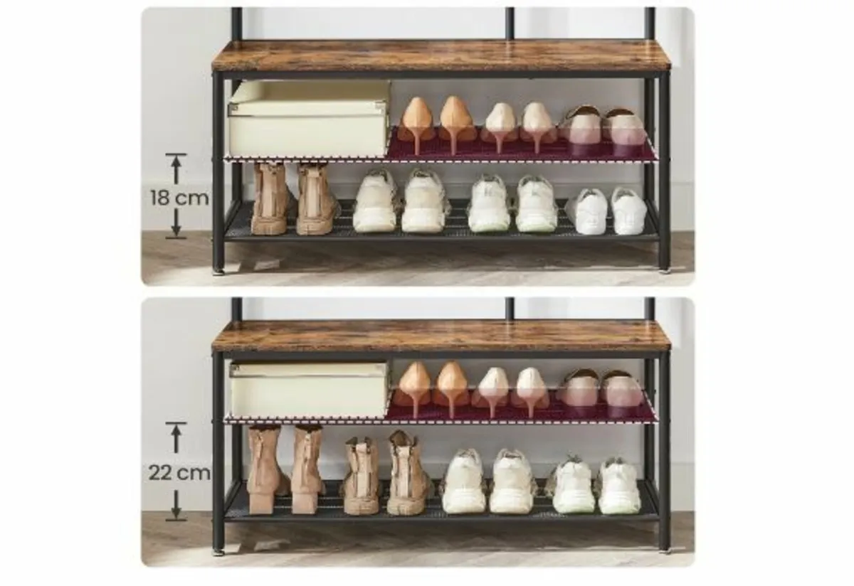Coat Rack with Hooks Mirror Bench 35 x 98 x 180 cm - Image 4