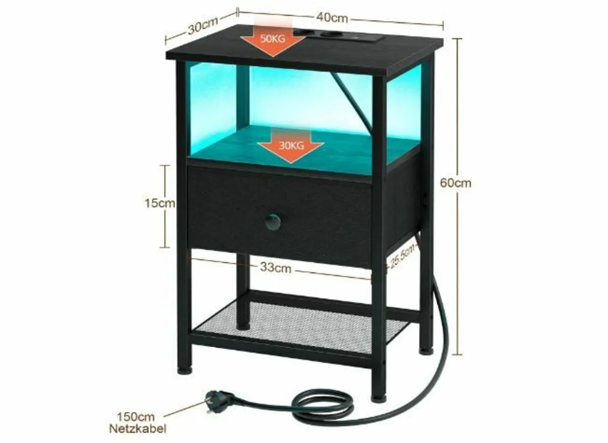 Bedside Table with Charging - Image 3