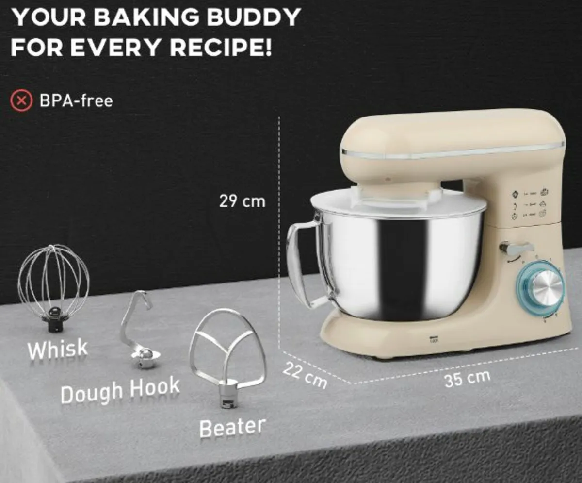 1300W Kitchen Stand Mixer, with Accessories - Image 3