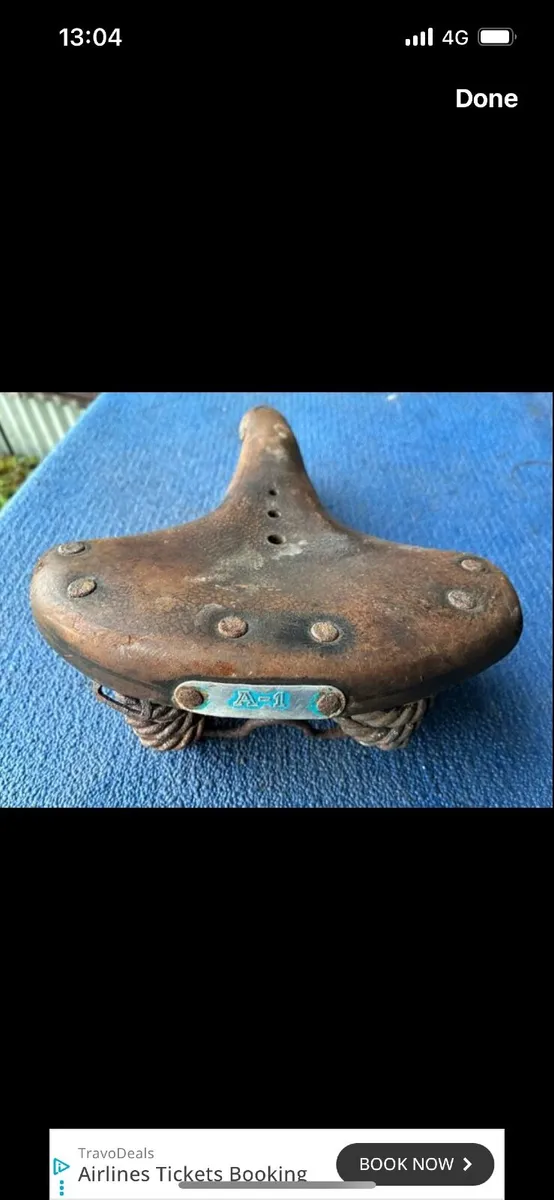 Vintage leather bicycle saddle - Image 1