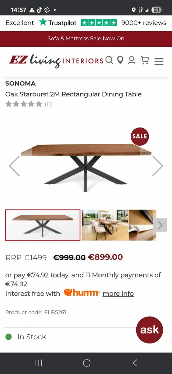 Oak Dining Table (2 metres) - Image 3