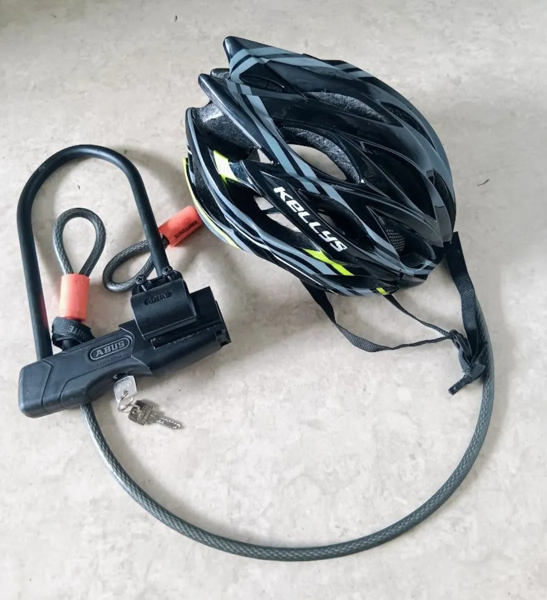 abus bike lock +2 keys +helmet +cable