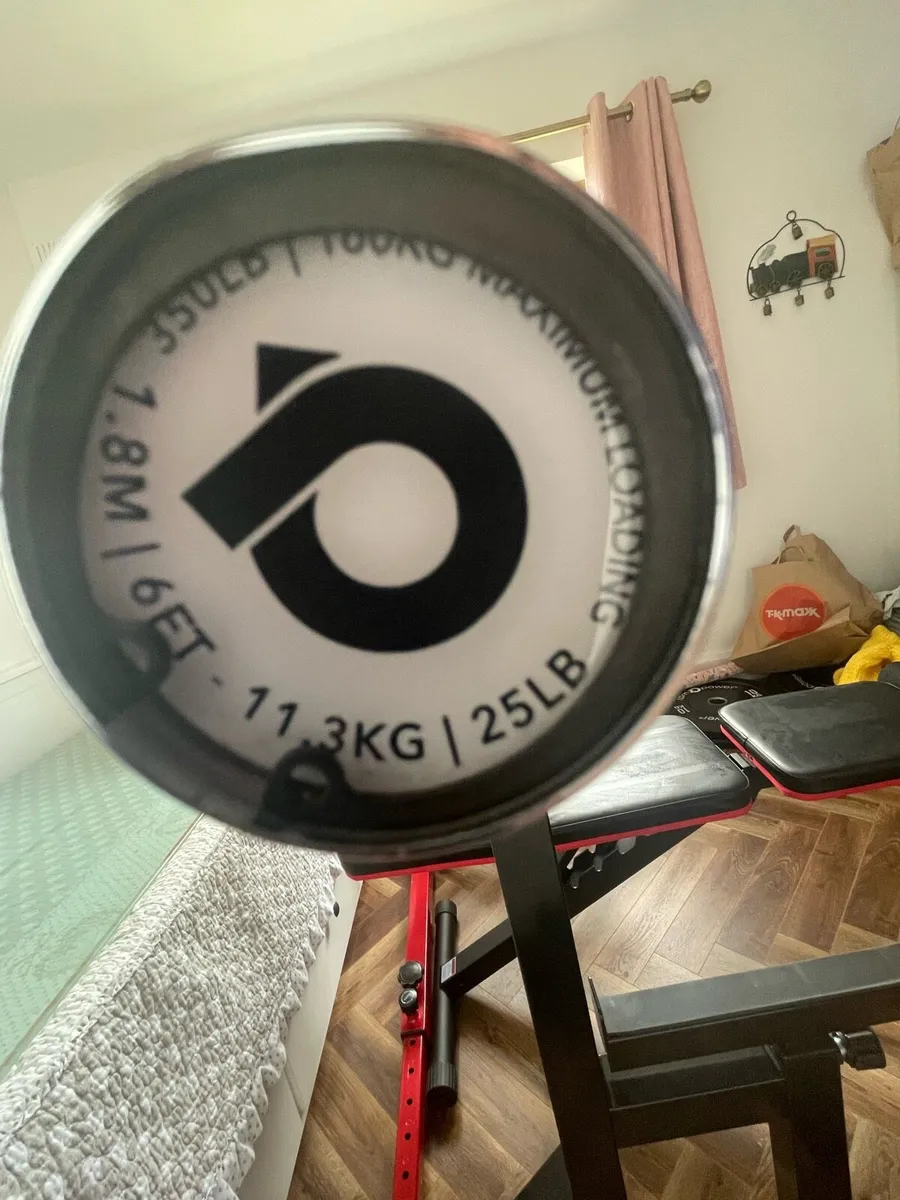 Weight Bench, Barbell and Plates - Image 2