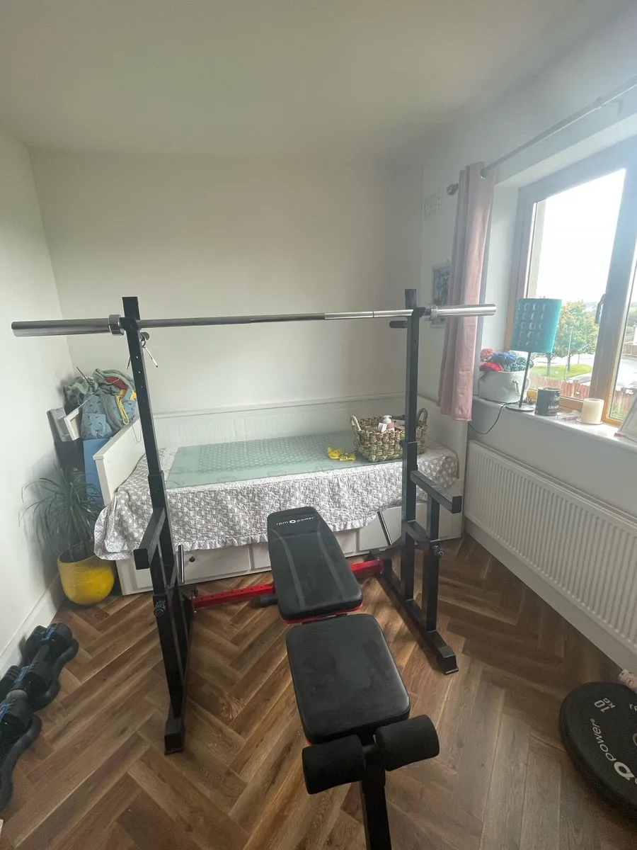 Weight Bench, Barbell and Plates - Image 3