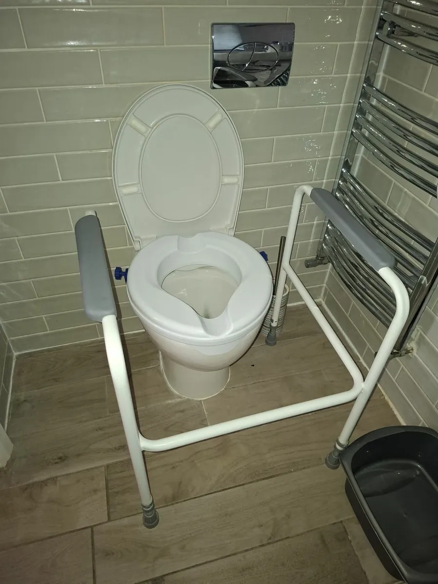 Raised toilet seat & support frame