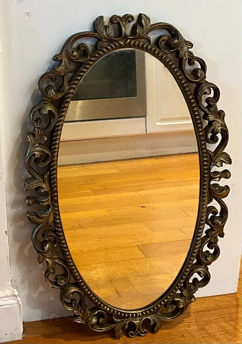 Vintage Rococo Style Wall Wooden Frame Mirror - Image 1