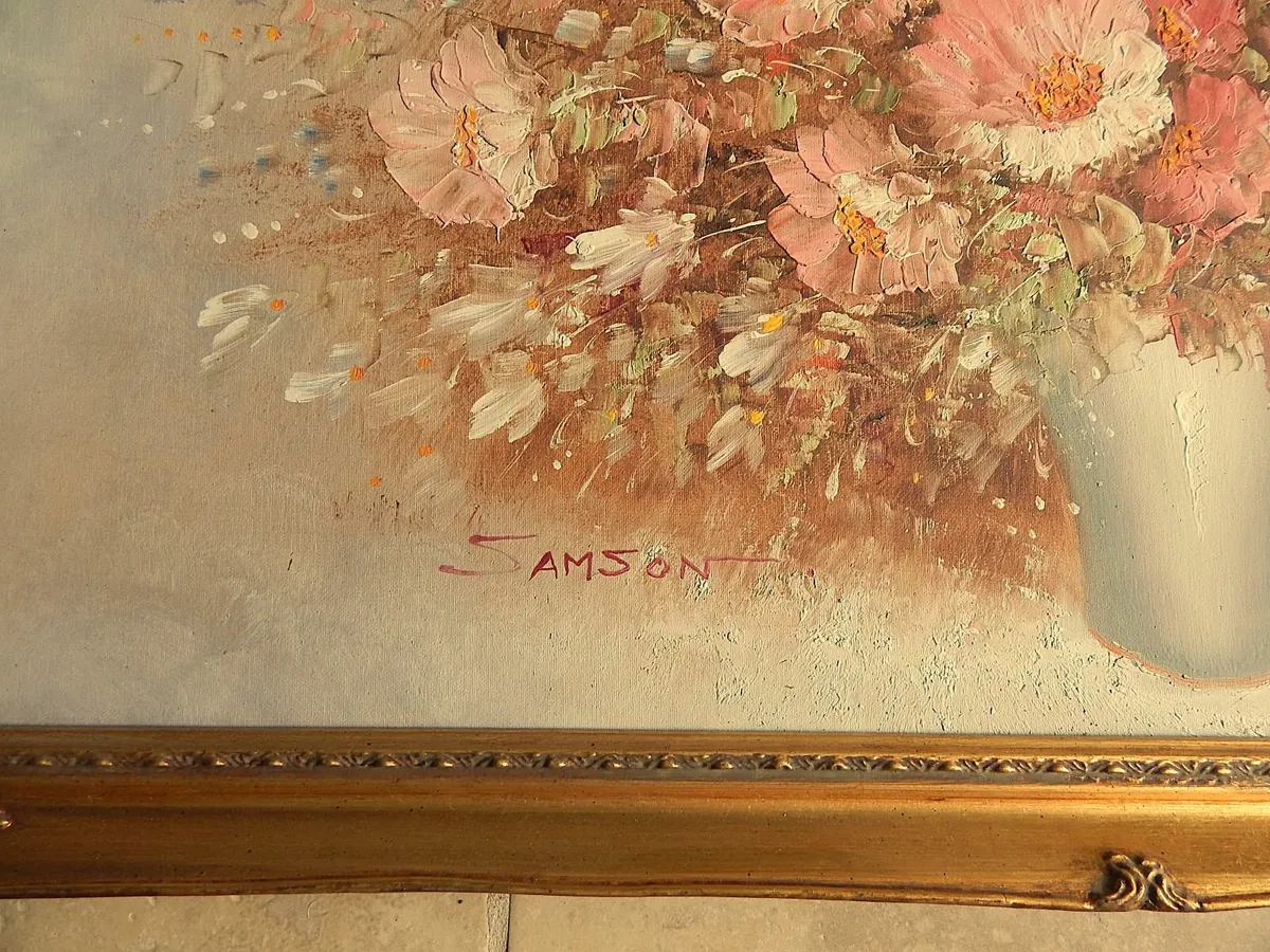 Large Signed Oil on Board in Ornate Wood Frame - Image 2