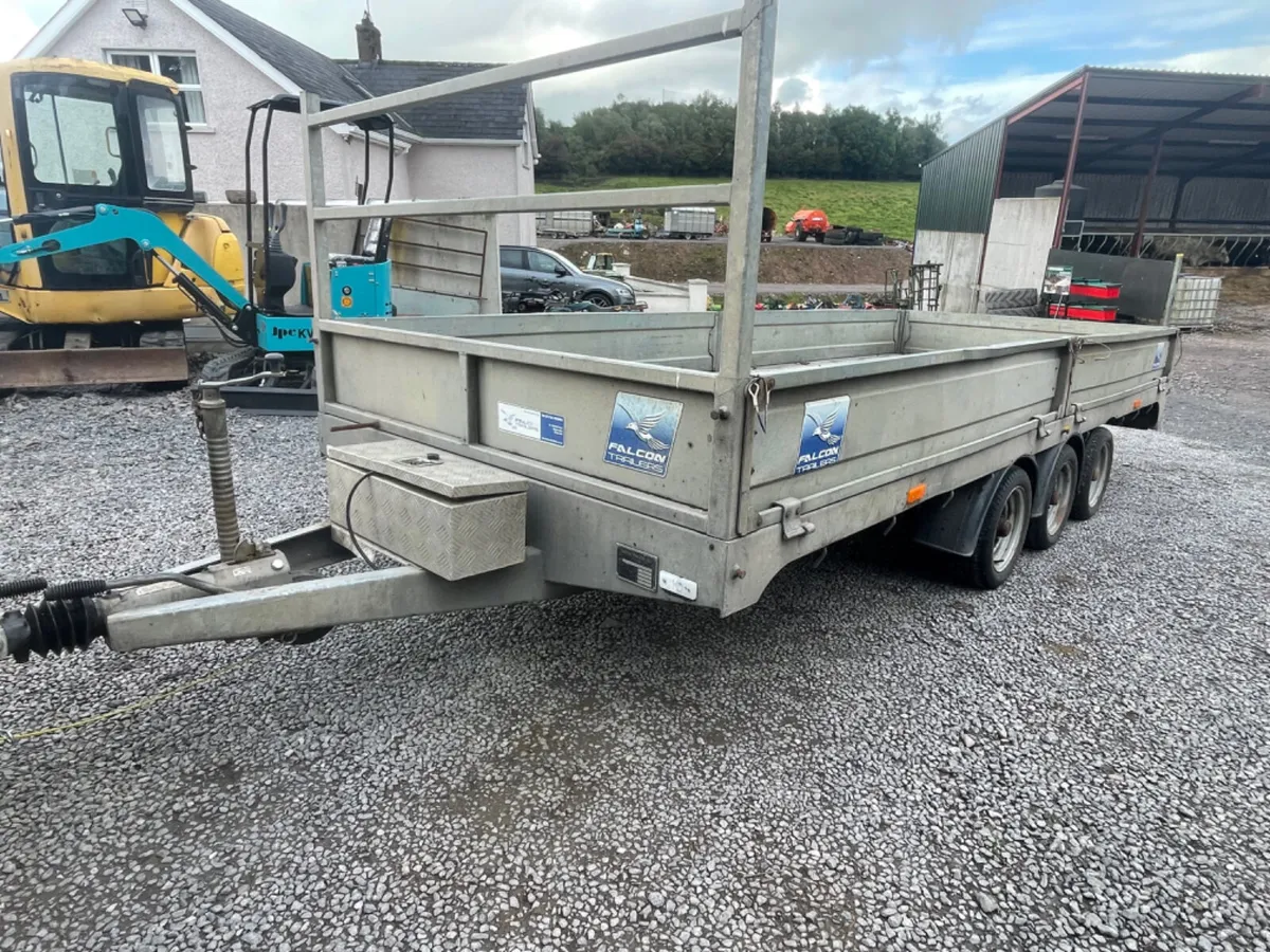 Falcon 16ft x 6ft 6” Tri axle Dropside trailer - Image 2