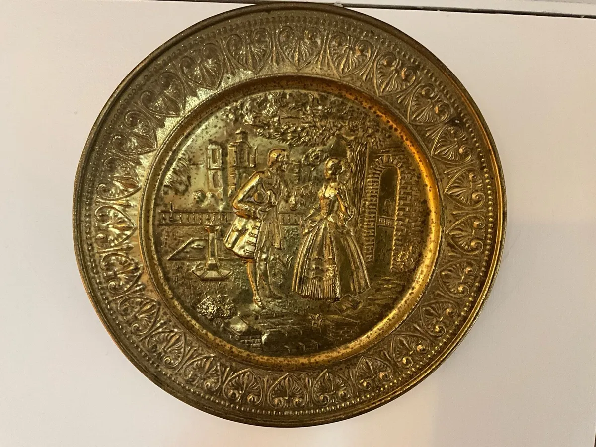 Vintage Hammered Brass Wall Plaque - Image 1