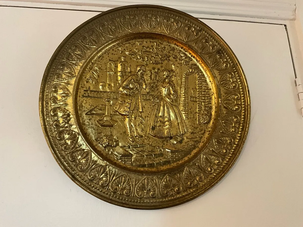 Vintage Hammered Brass Wall Plaque - Image 2