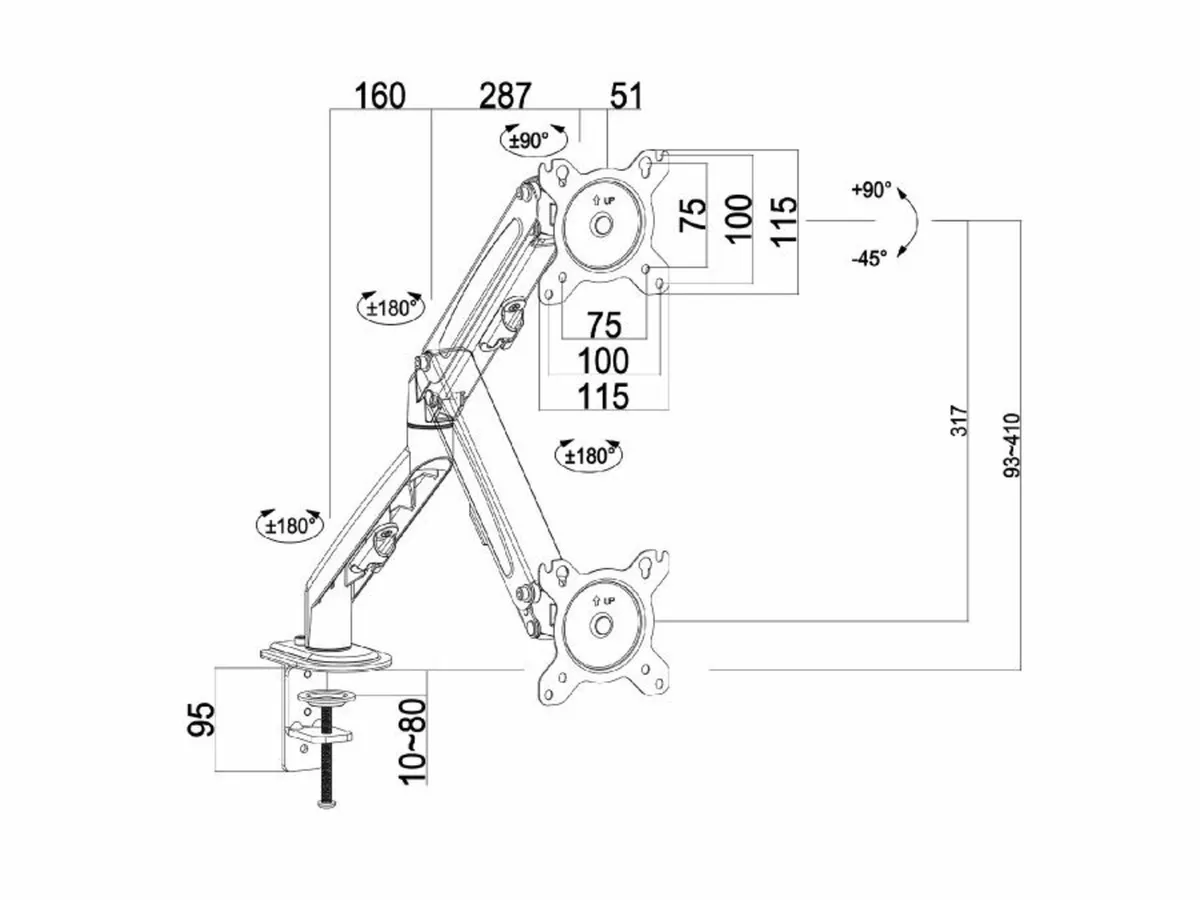 TV Monitor Desk Mount Bracket Tilt Swivel 13-27" - Image 2