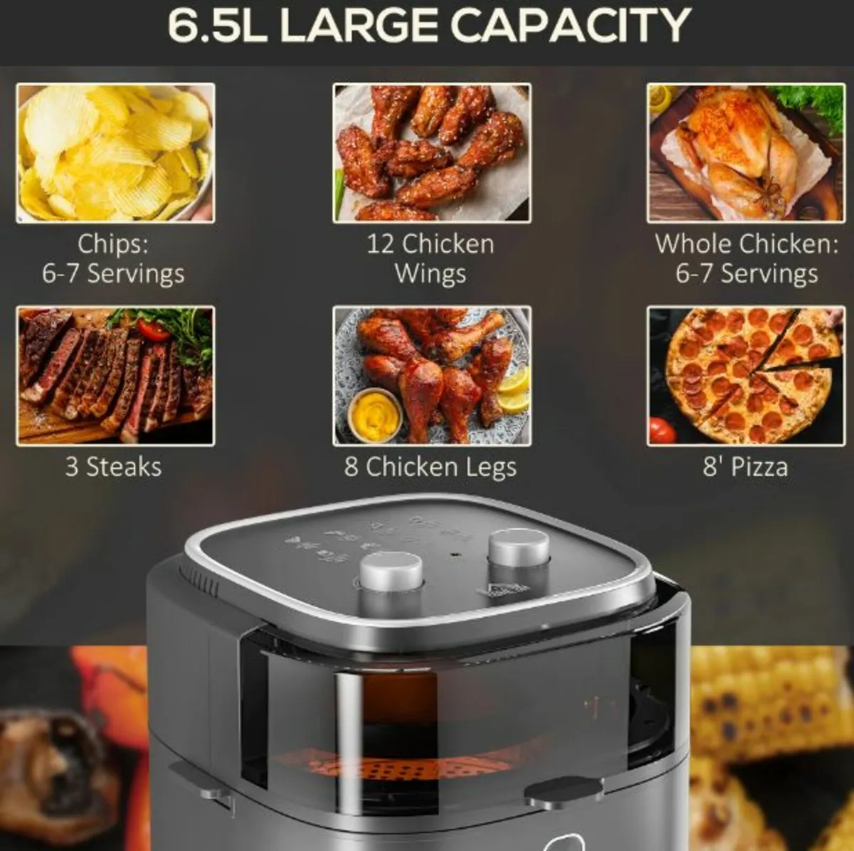 6.5L Family Size Air Fryer Oven with Rapid Air - Image 3