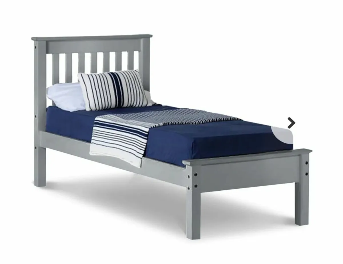 Oxford  Smokey Grey Single Bed Frame and Mattress - Image 1