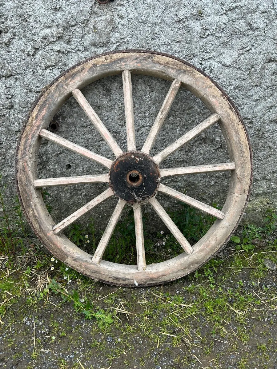 Antique wooden cart wheels - Image 1