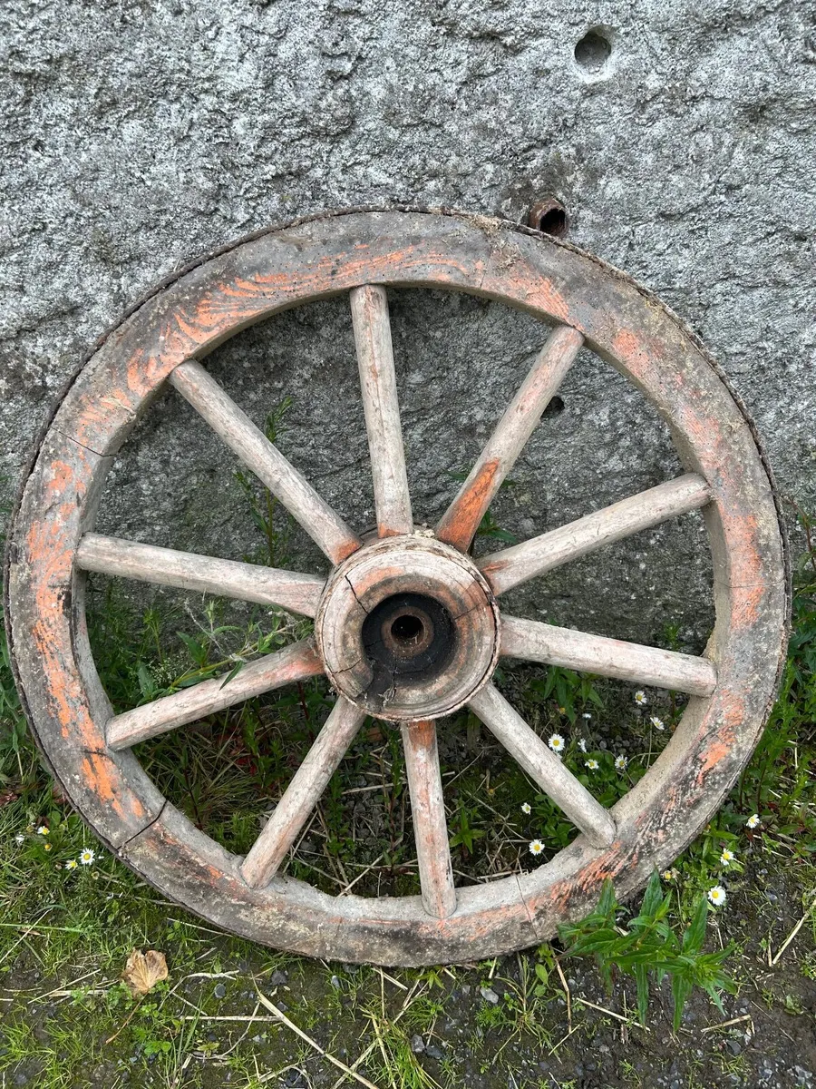Antique wooden cart wheels - Image 3