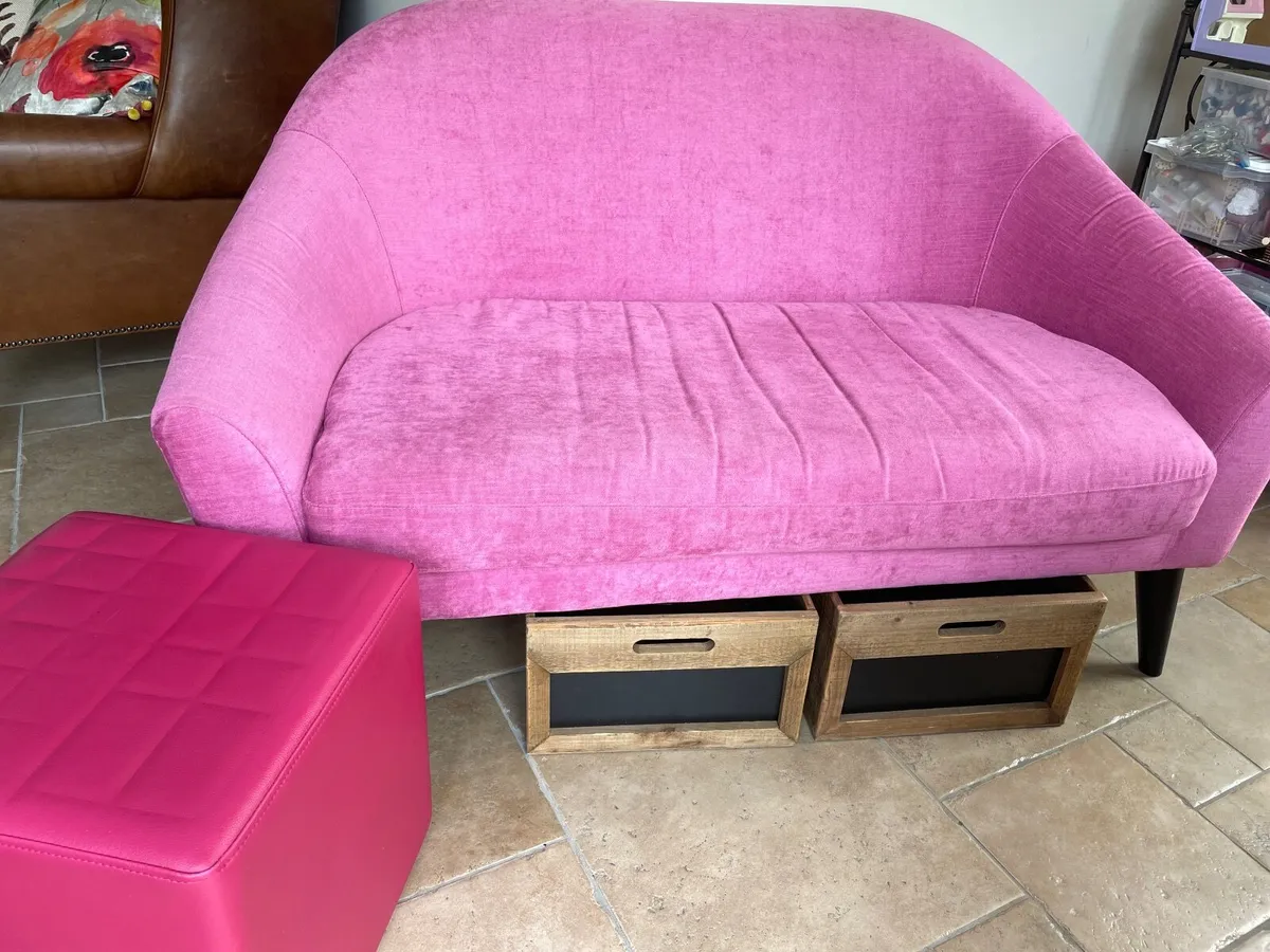 Sofa, Stool, Storage Boxes x 2 Bundle - Image 1