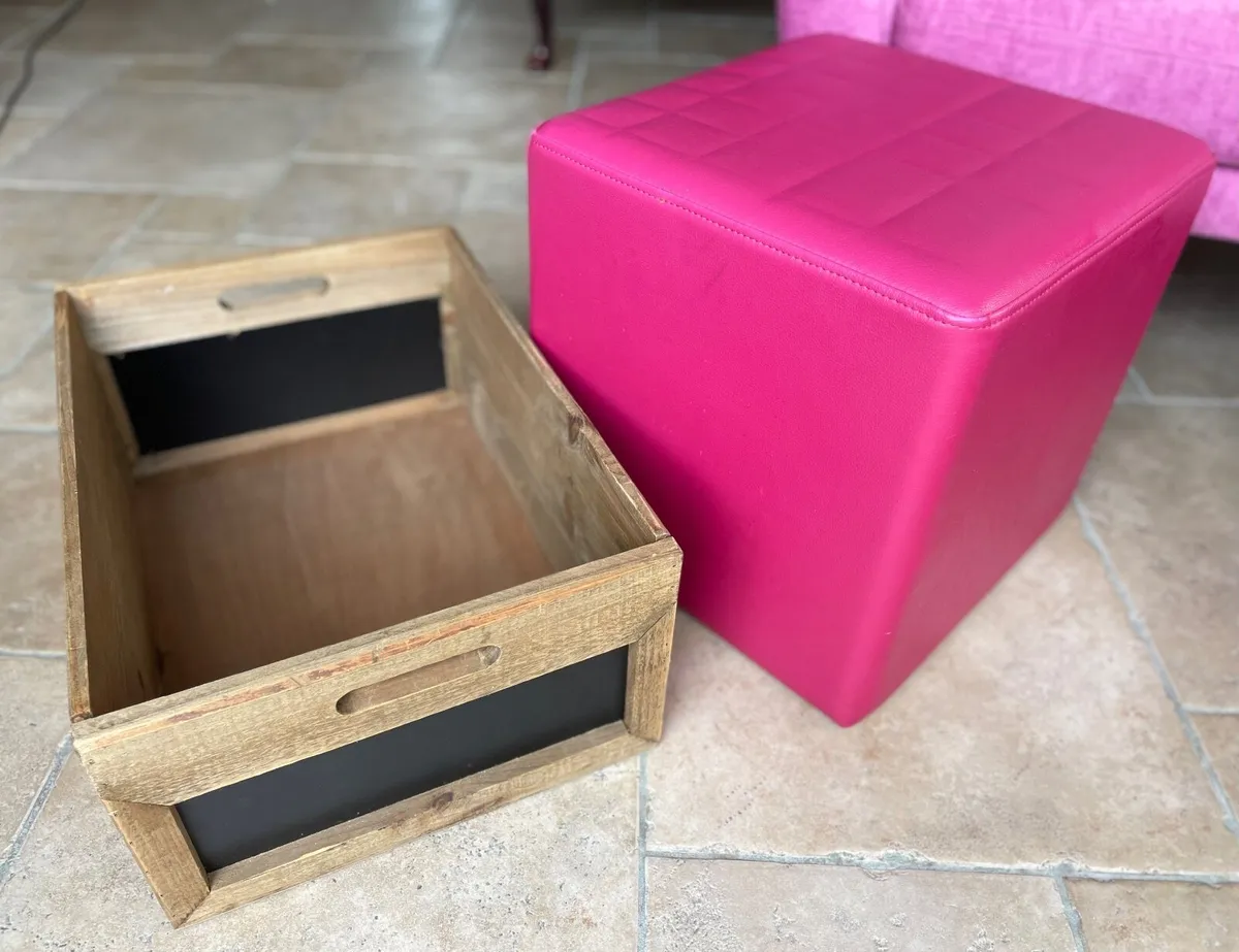 Sofa, Stool, Storage Boxes x 2 Bundle - Image 4