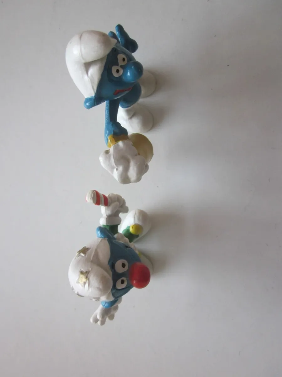 Two Vintage Smurf Figurines 2" Peyo Bully Pvc - Image 2