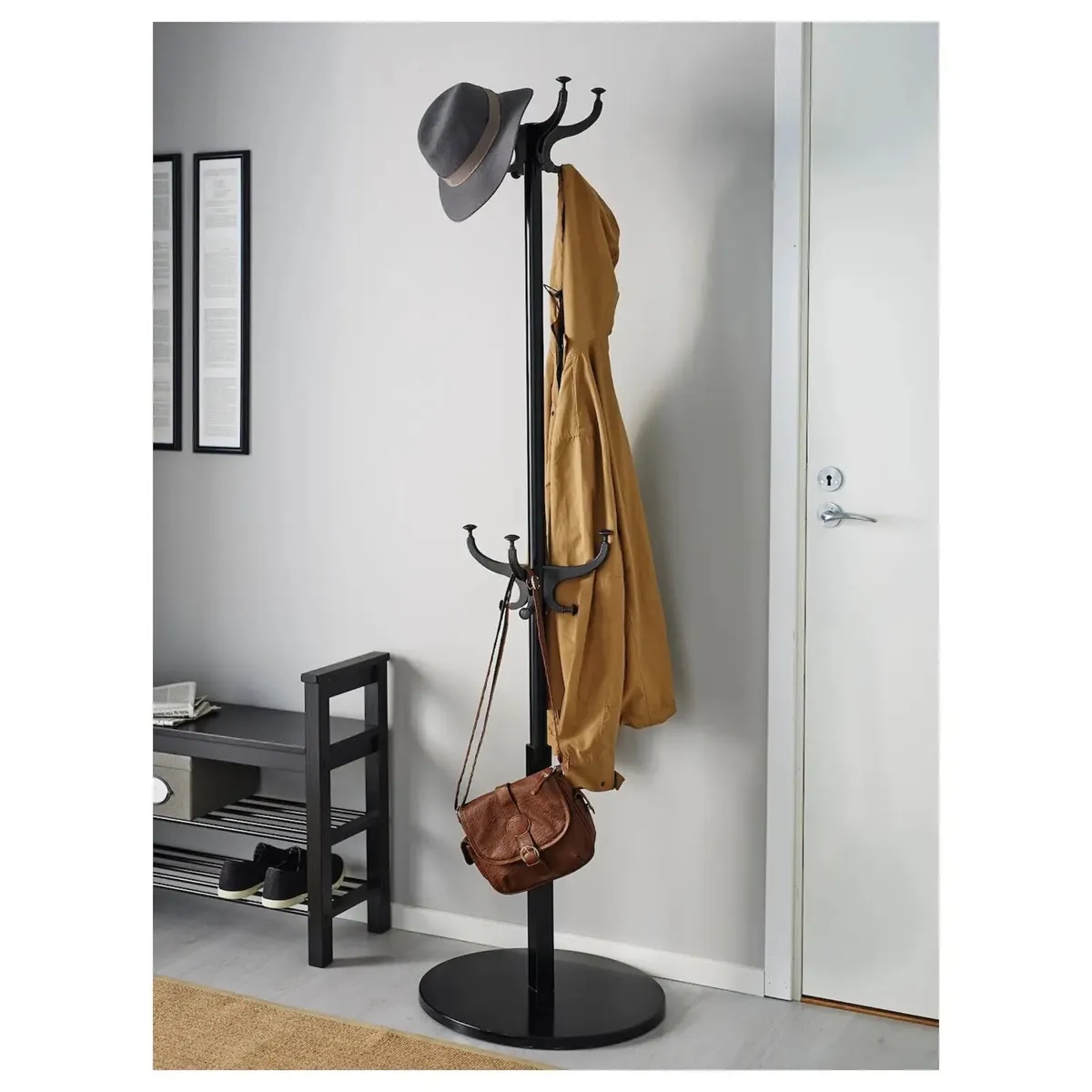 HEMNES hat and coat stand 185 cm black - Image 1