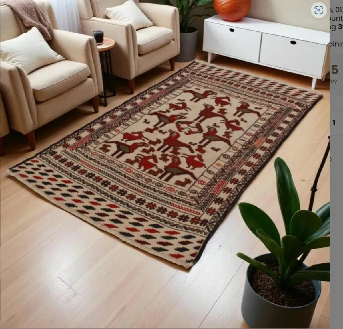 Afghan Tribal Kilim Rug – Adarskan 111x203 cm - Image 1