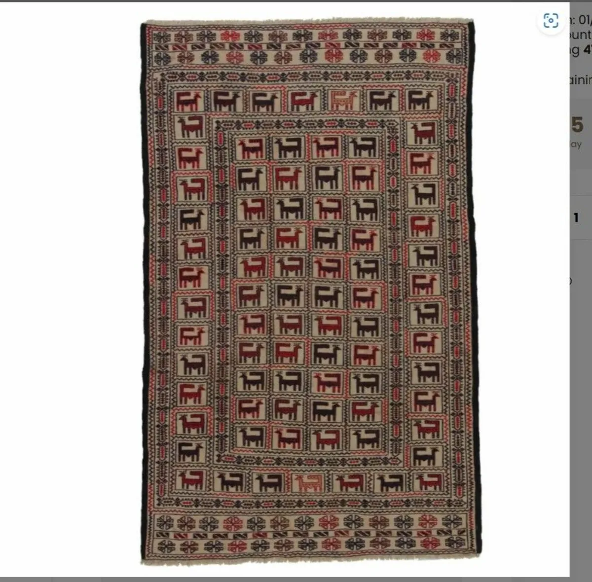 Authentic Wool Kilim Rug Afghan Tribal Design - Image 4