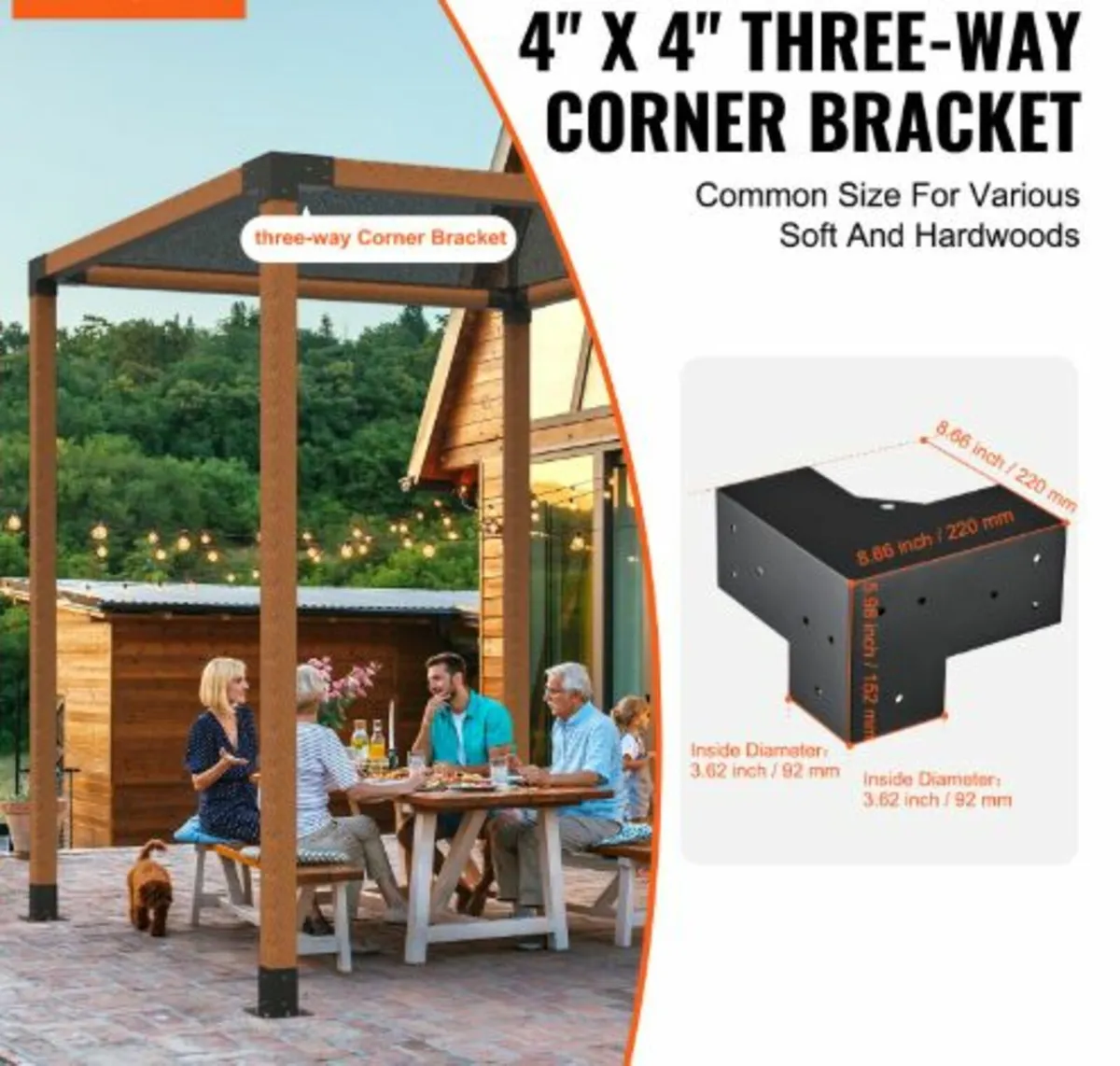 Pergola Bracket Kit 10.2 cm x 10.2 cm, Inner Size - Image 2