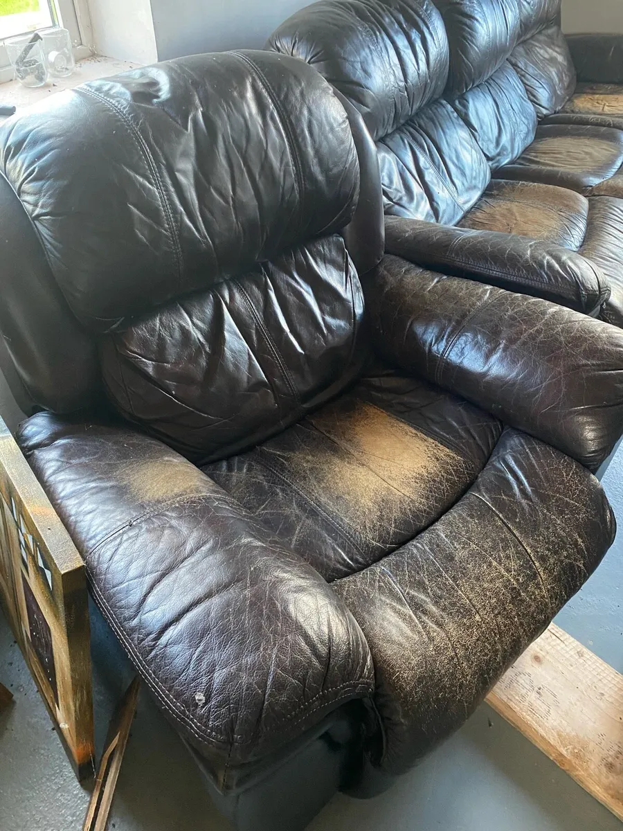 Leather Couch & Armchair - Image 2