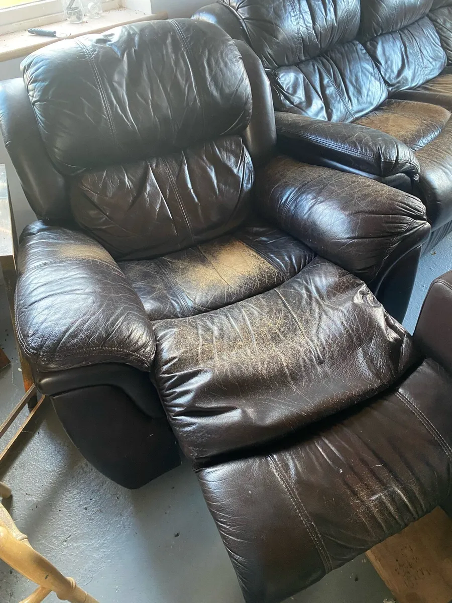 Leather Couch & Armchair - Image 3