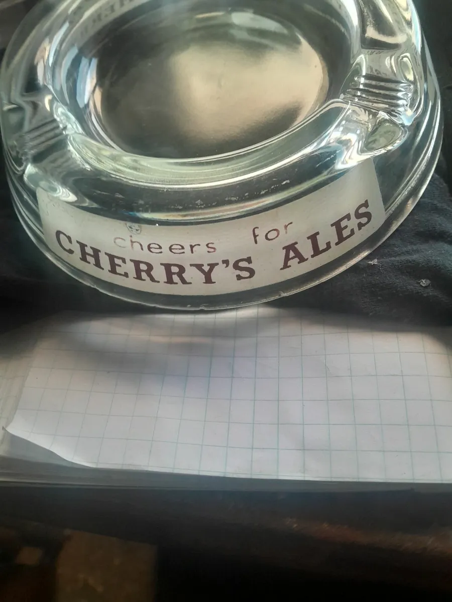 Vintage  cherrys ales glass ashtray - Image 1