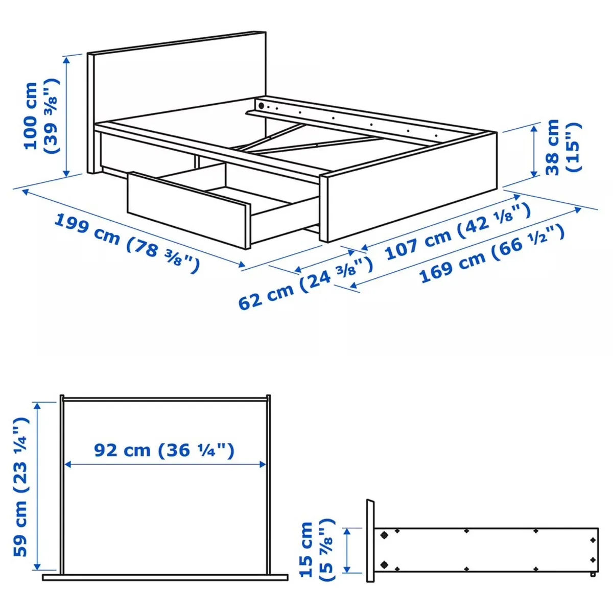 MALM IKEA BED W/ STORAGE - Image 3