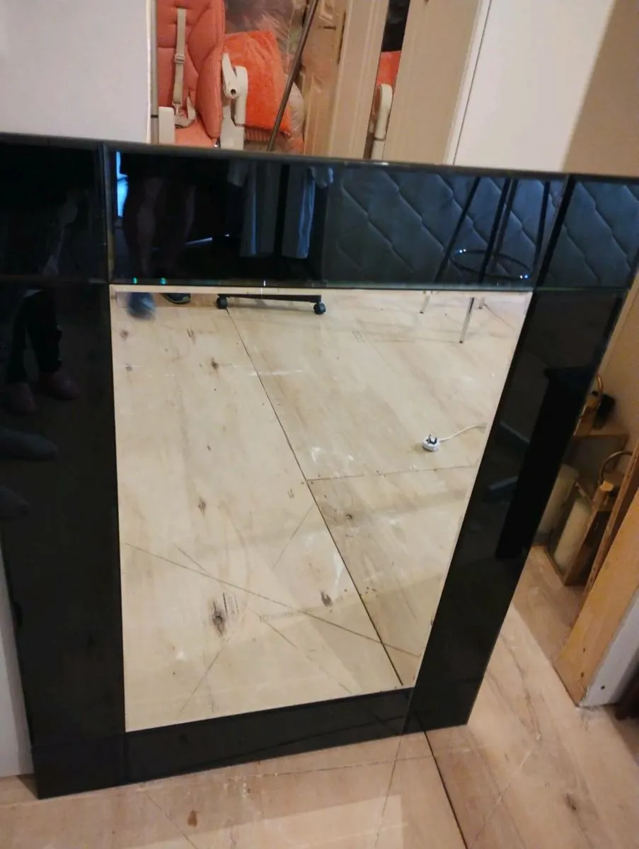 Black framed glass mirror