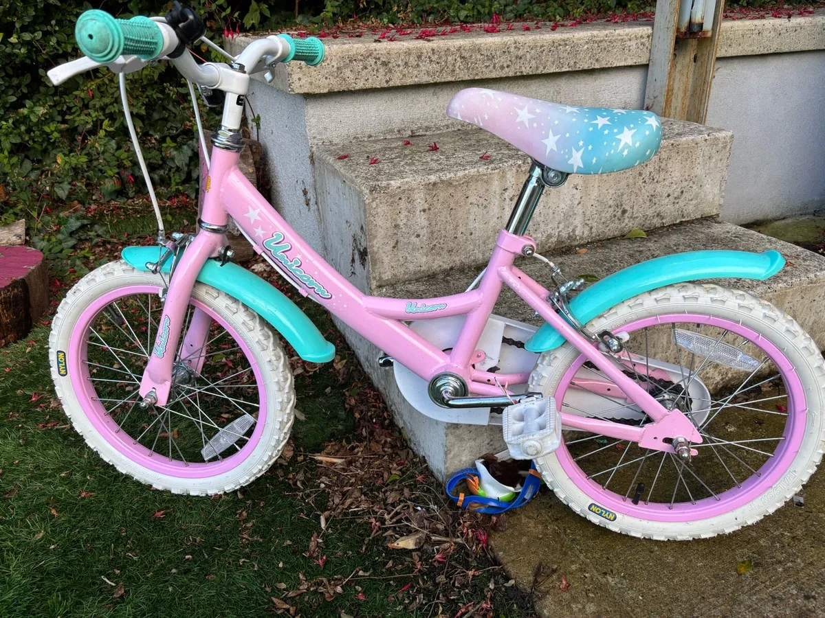 Girls – 16 Inch Unicorn Bike Pink - Image 3