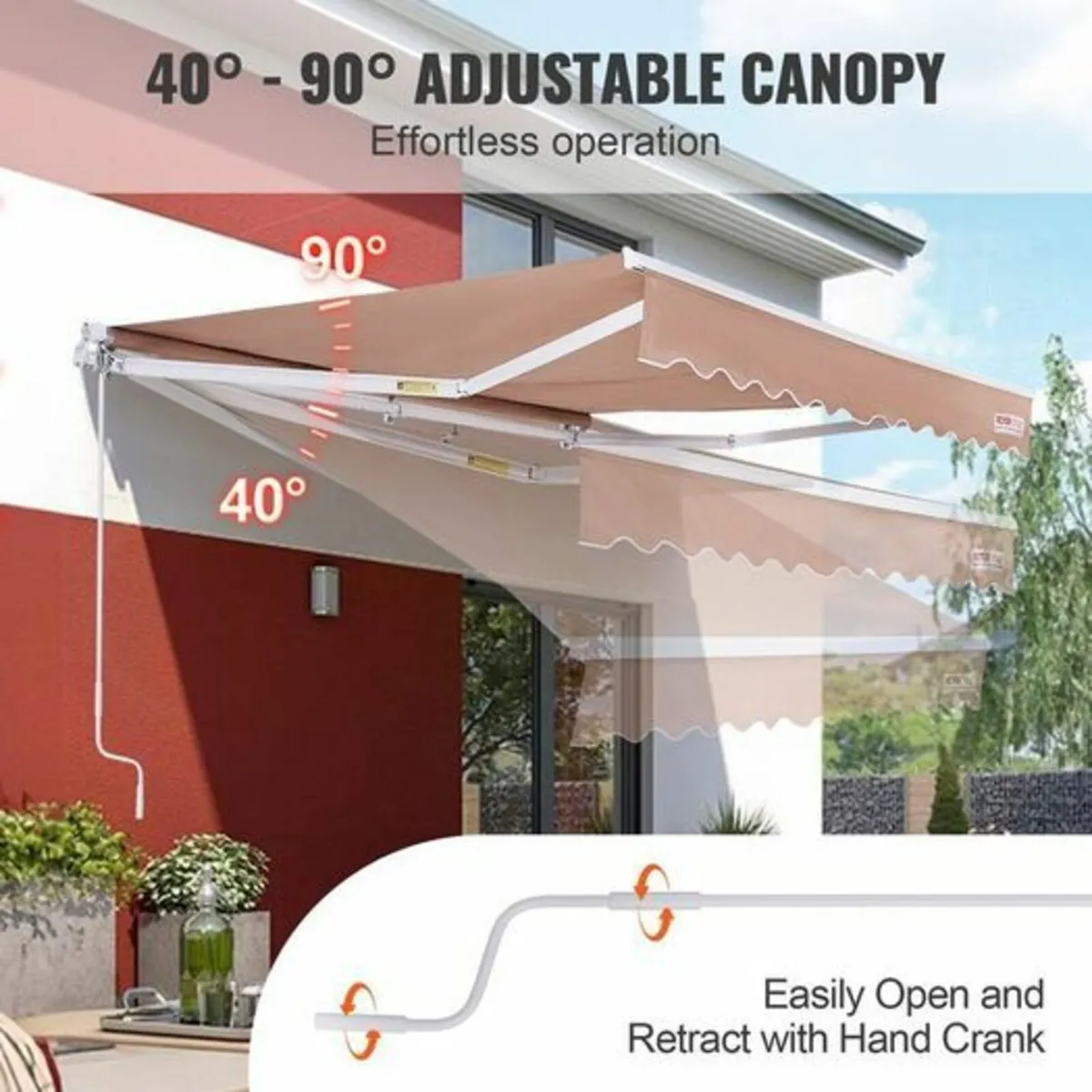 Manual Retractable Awning, 8 x 7 ft Outdoor Patio - Image 4