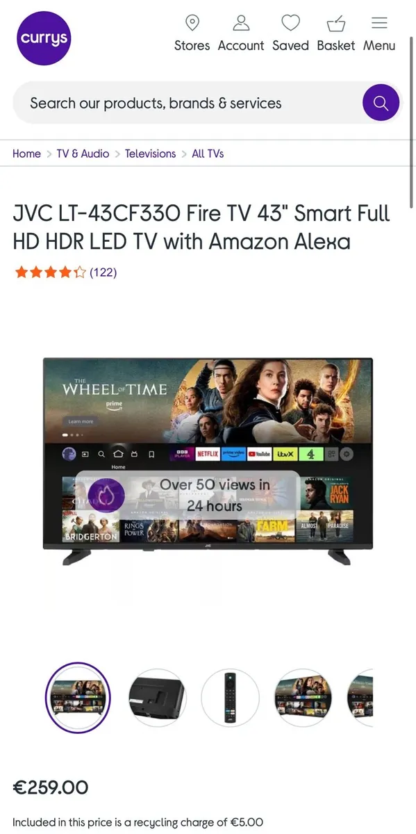 43” JVC smart fire tv