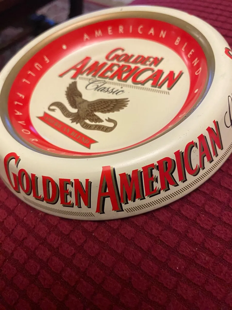 Golden American Metal Ashtray - Image 1