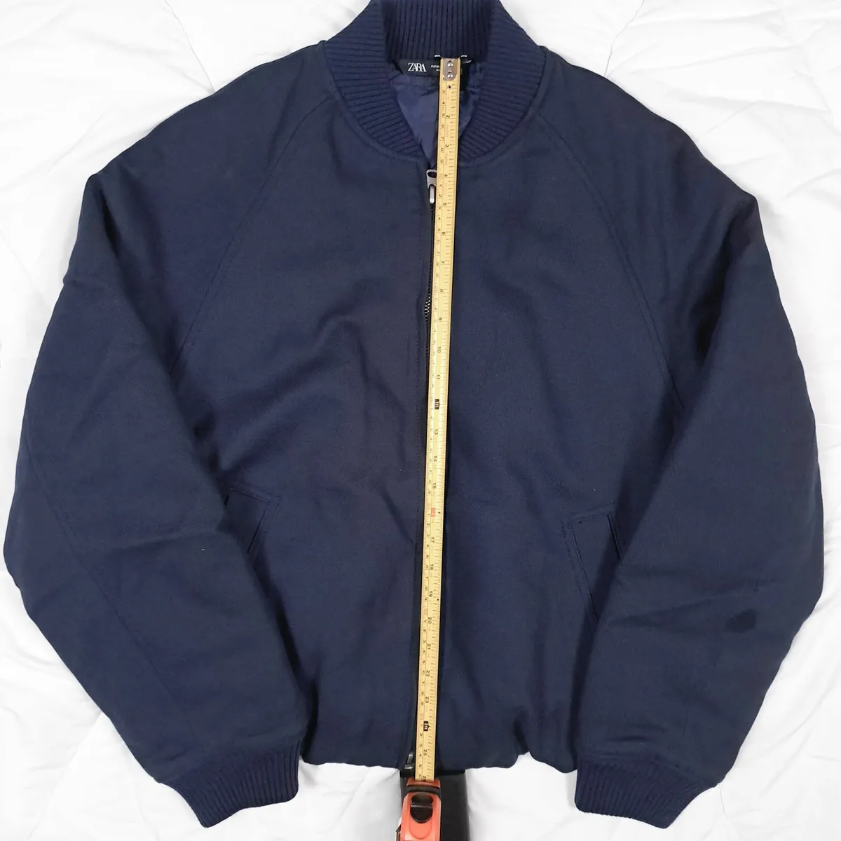 Zara Navy Blue Bomber Jacket Mens Padded Lined M - Image 3