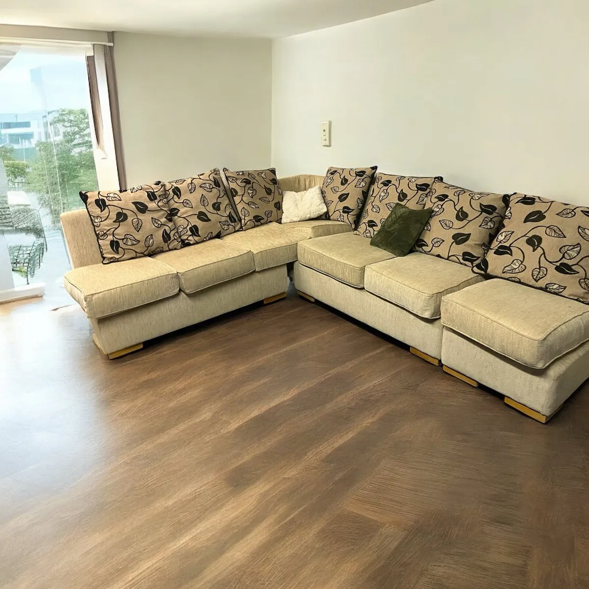 Beige corner sofa L shaped couch furniture - Image 2