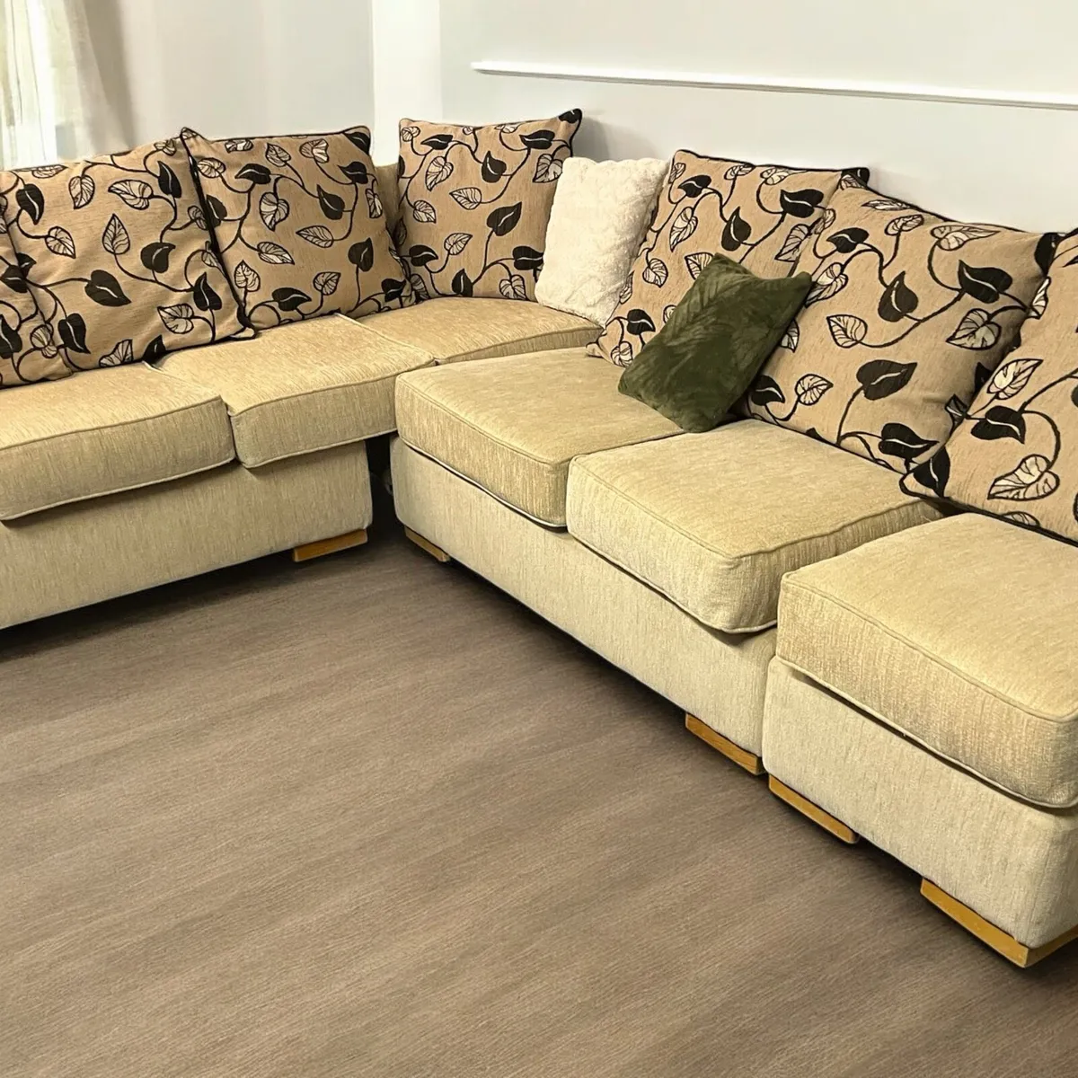 Beige corner sofa L shaped couch furniture - Image 3