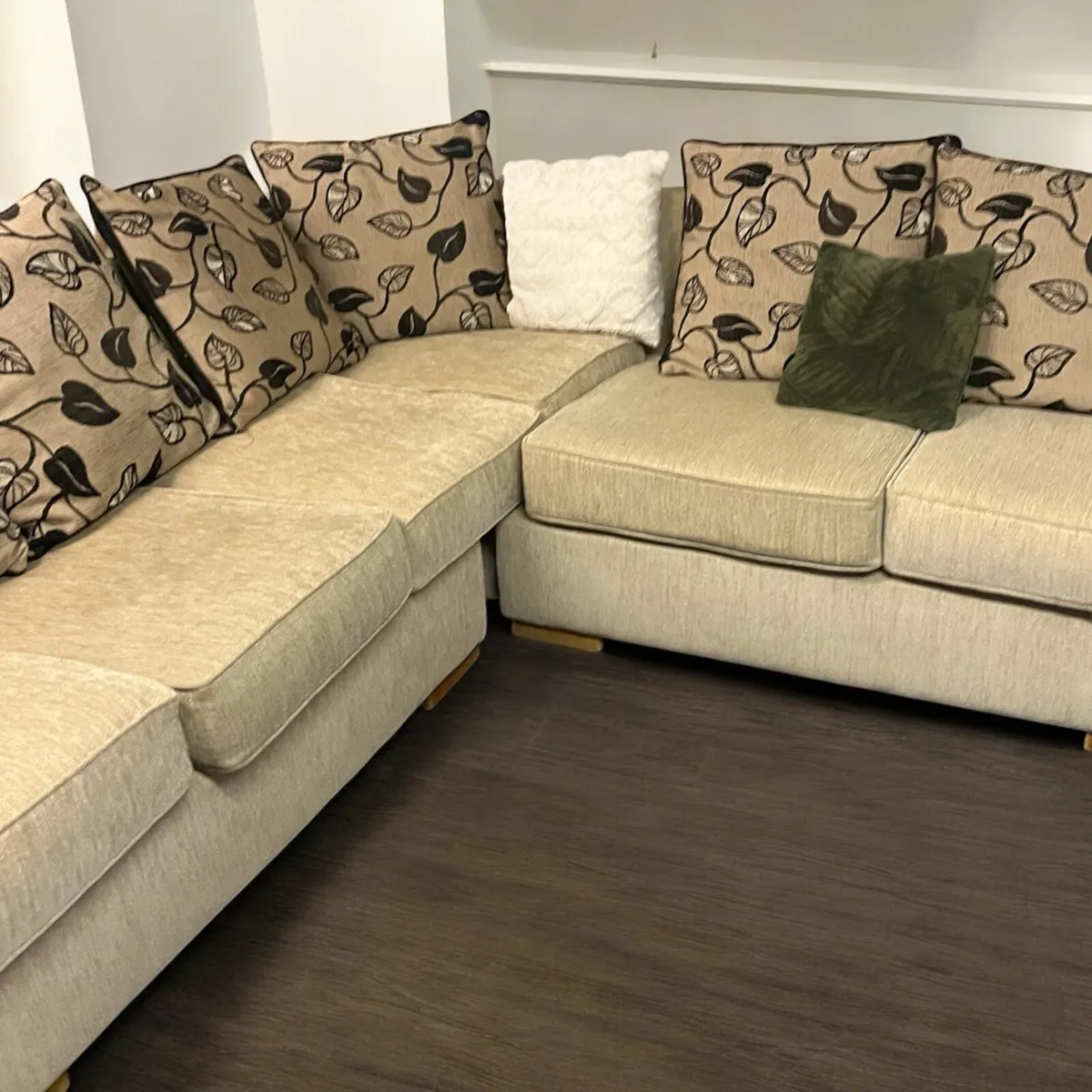 Beige corner sofa L shaped couch furniture - Image 4