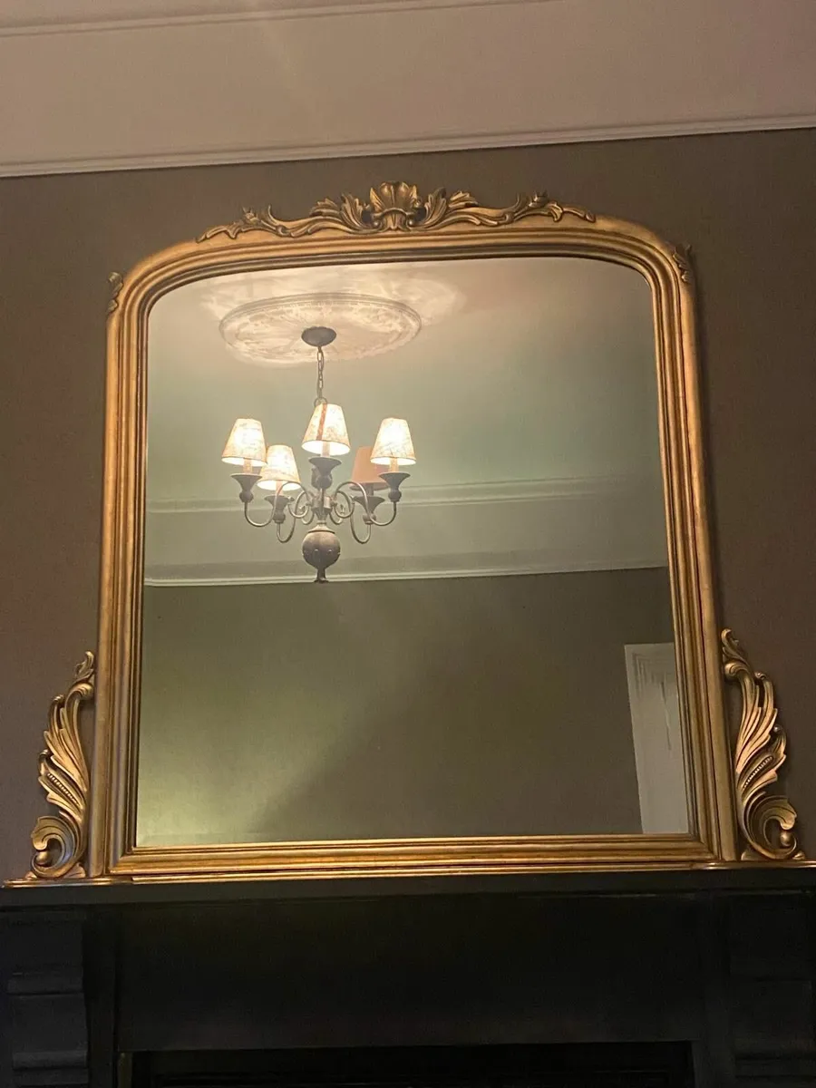 Antique Over Mantle Mirror - Image 1
