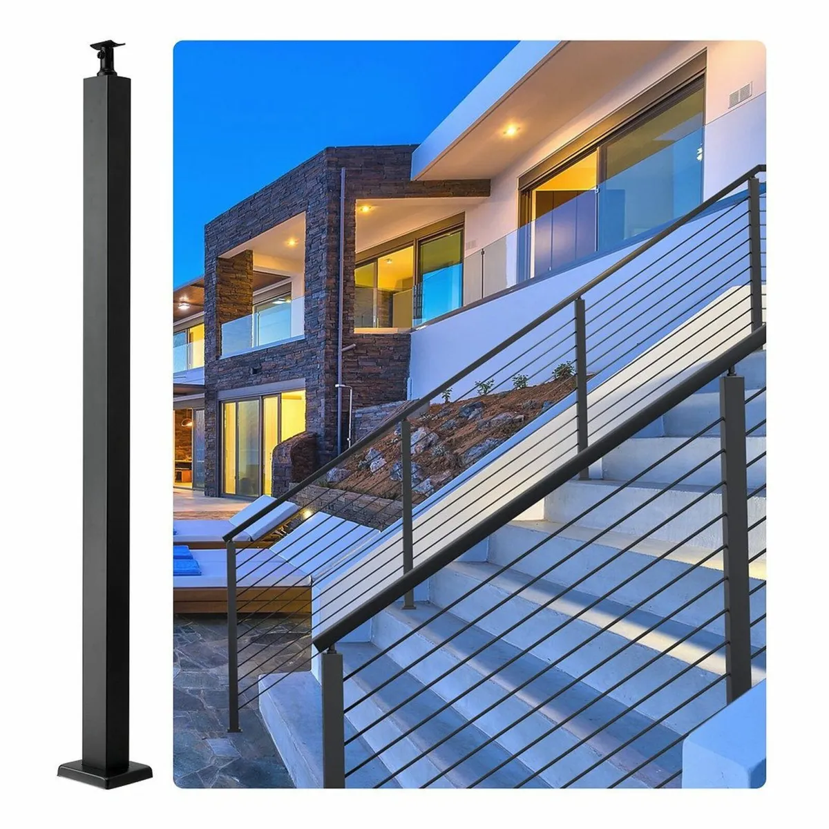 Cable Railing Post, 42" x 2" x 2" Steel Level Deck - Image 1
