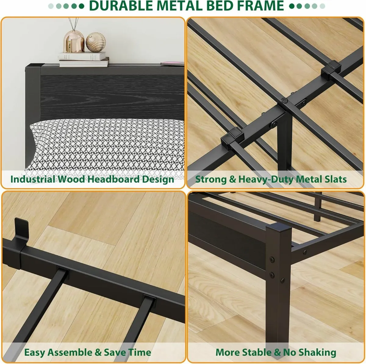 Double Bed Frame Wooden Storage Headboard135x190cm - Image 4