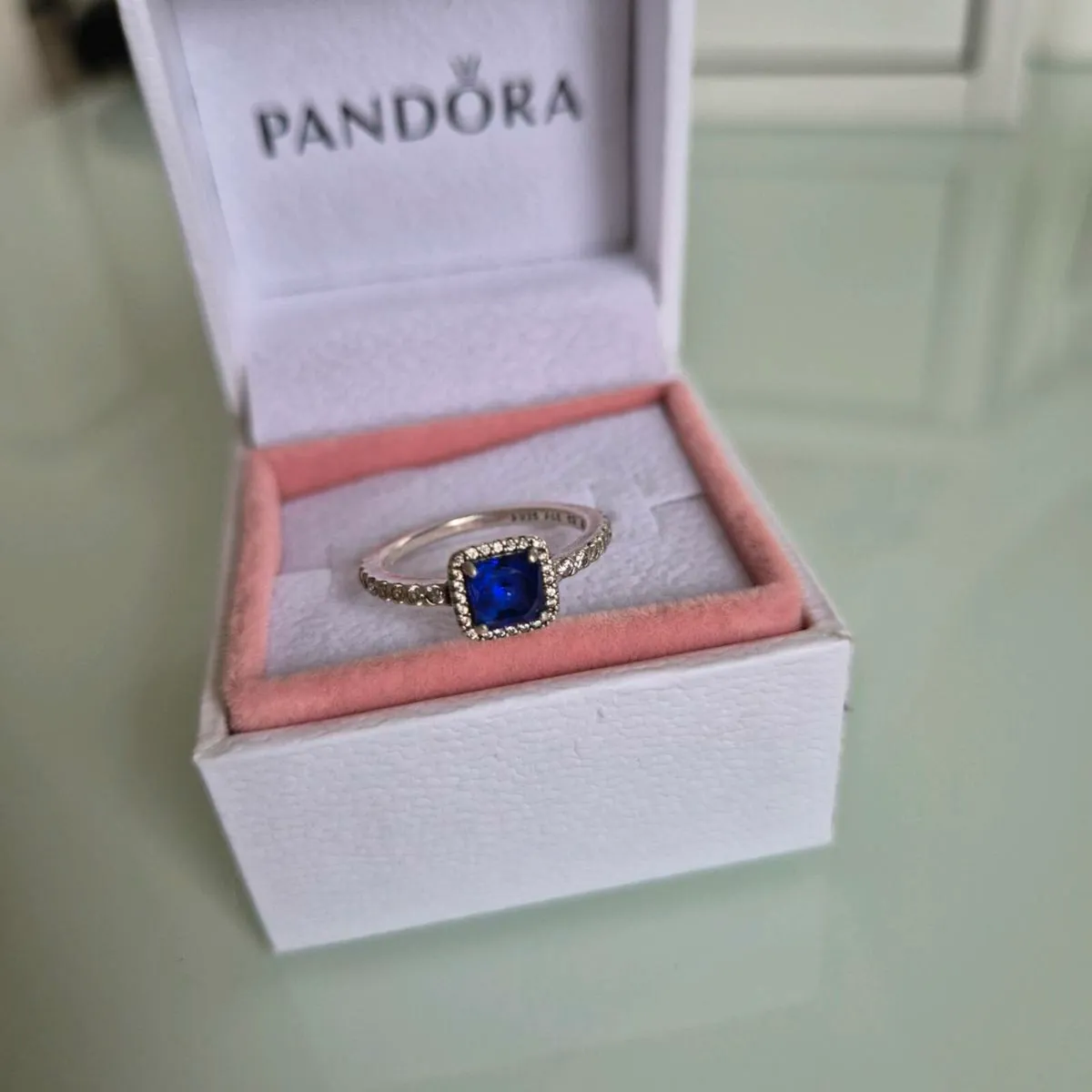 Pandora ring square blue s sparkly - Image 1